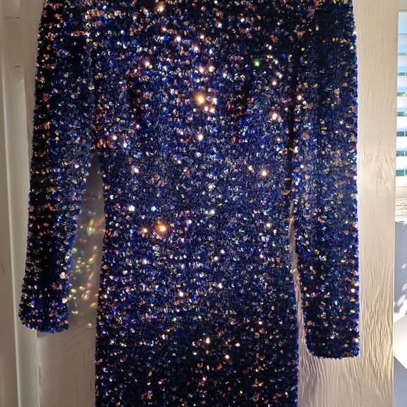 HELSI Milena Elegant Black Sequin Long Sleeve Dress XS Designer Neiman Marcus - Picture 7 of 16